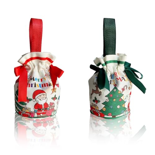 SIVZUMO Weihnachtsgeschenktüte Apfeltüte Wiederverwendbare Weihnachtsgeschenktüte Weihnachtsdeko Süße Weihnachtsdekoration Handtasche, GrÜn, Rot von SIVZUMO
