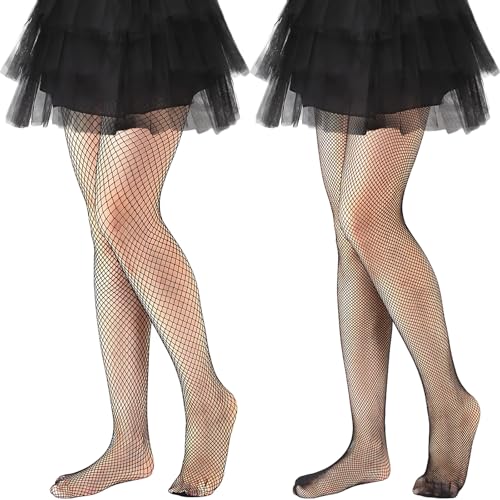 SIWOKJJO 2 Stück Kinder Mädchen Netzstrumpfhose, Fischnetz Strumpfhosen für Mädchen Ballett Cosplay Kostüm Tanz Kinder Spitze Schule Strumpfhosen von SIWOKJJO