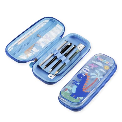 SIWOKJJO Federmäppchen für Mädchen und Jungen, wasserdichte Federtasche mit großem Fassungsvermögen und Cartoon-Motiv für die Grundschule (Saphir) von SIWOKJJO