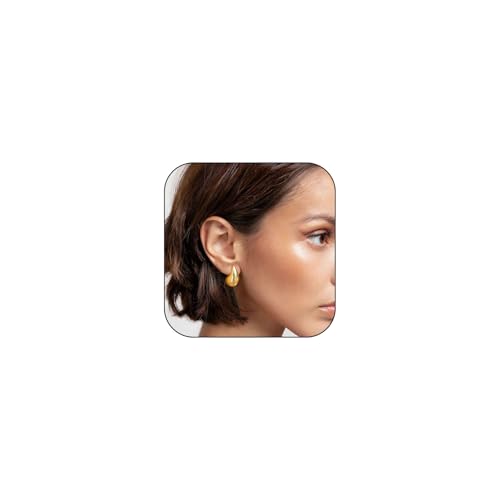 SIXDUTON 18K Ohrringe Dupes, Chunky Earrings für Damen, Tropfen Vergoldete Earrings for Women, Hypoallergen Modeschmuck Chunky Hoop Earring Geschenke für Frauen (Kleines-Gold) von SIXDUTON