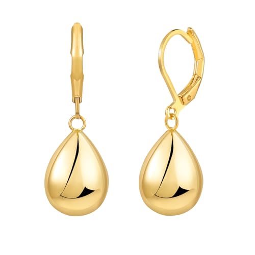 SIXDUTON 18K Ohrringe Dupes Damen, Hängend Leverback Silber Ohrringe, Hypoallergene Vergoldete Tropfen Leichte Waterdrops Schmuck Geschenk für Frauen (A-Gold) von SIXDUTON