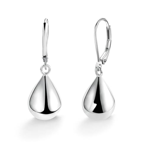 SIXDUTON 18K Ohrringe Dupes Damen, Hängend Leverback Silber Ohrringe, Hypoallergene Vergoldete Tropfen Leichte Waterdrops Schmuck Geschenk für Frauen (A-Silber) von SIXDUTON