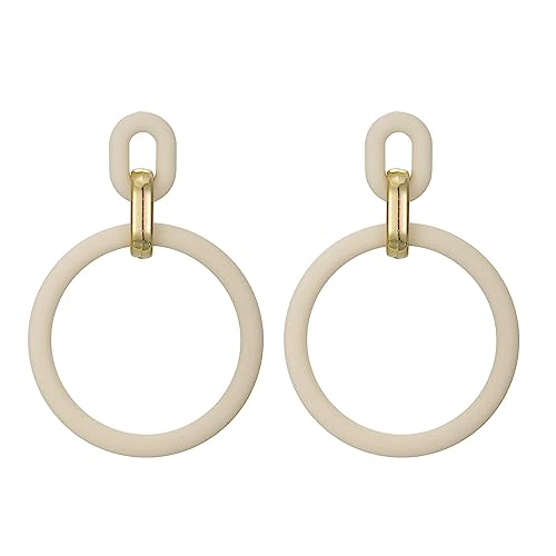 SIXDUTON Neon Creolen für Damen, Acryl Ohrringe Retro 80er 90er Jahre Neon Ohrringe übertriebene Creolen für Kostüm Party Halloween Neon neon accessoires Schmuck Zubehör (Beige) von SIXDUTON