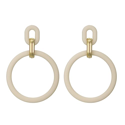 SIXDUTON Neon Creolen für Damen, Acryl Ohrringe Retro 80er 90er Jahre, Übertriebene Creolen für Kostüm Party Halloween, Accessoires Schmuck Zubehör (Beige) von SIXDUTON