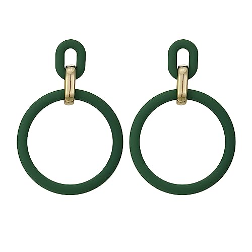 SIXDUTON Neon Creolen für Damen, Acryl Ohrringe Retro 80er 90er Jahre, Übertriebene Creolen für Kostüm Party Halloween, Accessoires Schmuck Zubehör (Dunkelgrün) von SIXDUTON
