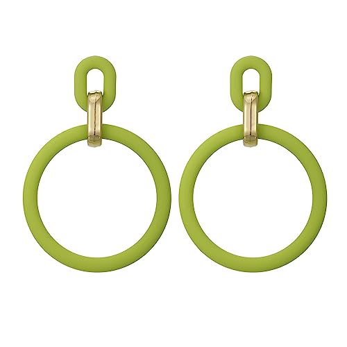 SIXDUTON Neon Creolen für Damen, Acryl Ohrringe Retro 80er 90er Jahre, Übertriebene Creolen für Kostüm Party Halloween, Accessoires Schmuck Zubehör (Grün) von SIXDUTON