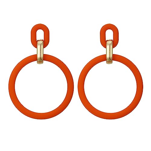 SIXDUTON Neon Creolen für Damen, Acryl Ohrringe Retro 80er 90er Jahre, Übertriebene Creolen für Kostüm Party Halloween, Accessoires Schmuck Zubehör (Orange) von SIXDUTON
