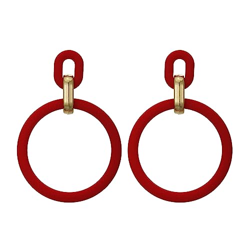 SIXDUTON Neon Creolen für Damen, Acryl Ohrringe Retro 80er 90er Jahre, Übertriebene Creolen für Kostüm Party Halloween, Accessoires Schmuck Zubehör (Rot) von SIXDUTON