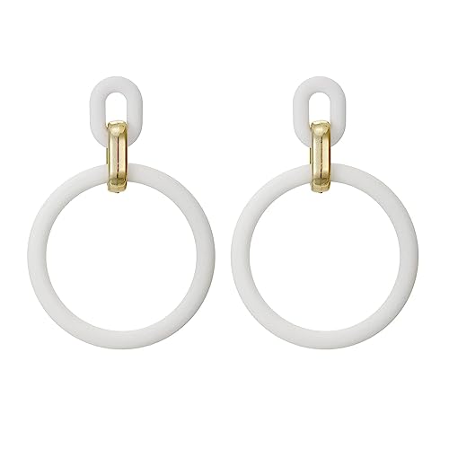 SIXDUTON Neon Creolen für Damen, Acryl Ohrringe Retro 80er 90er Jahre, Übertriebene Creolen für Kostüm Party Halloween, Accessoires Schmuck Zubehör (Weiss) von SIXDUTON