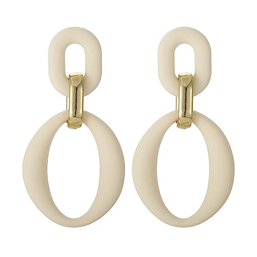 SIXDUTON Ohrringe Creole für Damen, Ovale Acryl Neon Statement Ohrringe für Frauen, Groß Hypoallergen Bunte Modeschmuck Geschenk für Kostümzubehör Karneval Mottoparty (Beige) von SIXDUTON