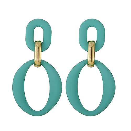SIXDUTON Ohrringe Creole für Damen, Ovale Acryl Neon Statement Ohrringe für Frauen, Groß Hypoallergen Bunte Modeschmuck Geschenk für Kostümzubehör Karneval Mottoparty (Blauer See) von SIXDUTON