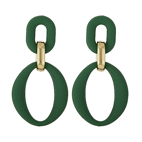 SIXDUTON Ohrringe Creole für Damen, Ovale Acryl Neon Statement Ohrringe für Frauen, Groß Hypoallergen Bunte Modeschmuck Geschenk für Kostümzubehör Karneval Mottoparty (Dunkelgrün) von SIXDUTON
