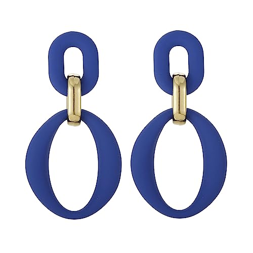 SIXDUTON Ohrringe Creole für Damen, Ovale Acryl Neon Statement Ohrringe für Frauen, Groß Hypoallergen Bunte Modeschmuck Geschenk für Kostümzubehör Karneval Mottoparty (Königsblau) von SIXDUTON