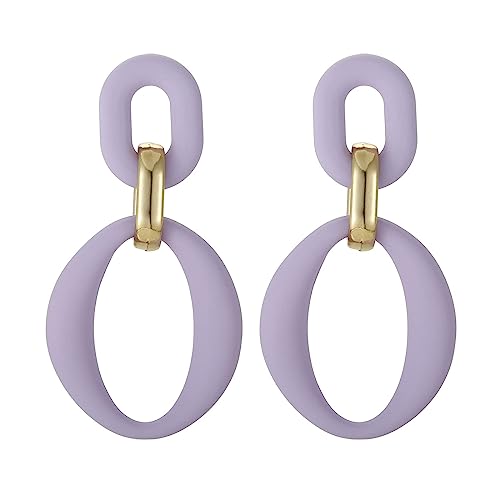 SIXDUTON Ohrringe Creole für Damen, Ovale Acryl Neon Statement Ohrringe für Frauen, Groß Hypoallergen Bunte Modeschmuck Geschenk für Kostümzubehör Karneval Mottoparty (Lila) von SIXDUTON