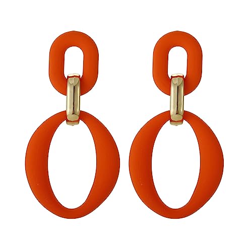 SIXDUTON Ohrringe Creole für Damen, Ovale Acryl Neon Statement Ohrringe für Frauen, Groß Hypoallergen Bunte Modeschmuck Geschenk für Kostümzubehör Karneval Mottoparty (Orange) von SIXDUTON