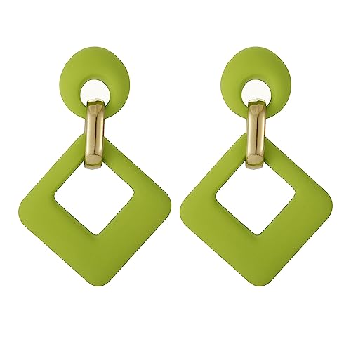 SIXDUTON Ohrringe Creole für Damen, Hypoallergen Groß Rechteck Neon Statement Ohrringe Modeschmuck für Frauen und Mädchen (Grün) von SIXDUTON