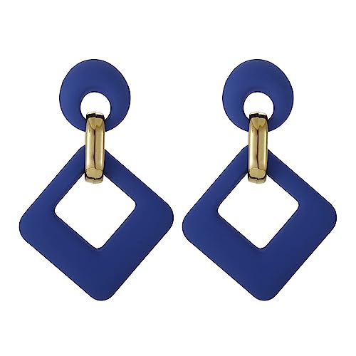 SIXDUTON Ohrringe Creole für Damen, Hypoallergen Groß Rechteck Neon Statement Ohrringe Modeschmuck für Frauen und Mädchen (Königsblau) von SIXDUTON