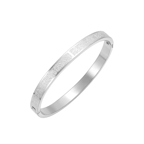 SIXDUTON Ayatul Kursi Armband für Damen, Muslim Koran Allah Armbänder, Arabisches Kalligraphie Armband Eid Islamischer Schmuck Geschenke für Frauen und Männer (Oval-Silber) von SIXDUTON