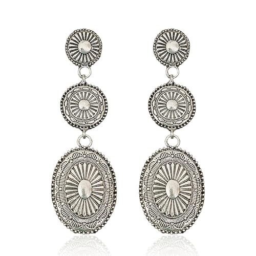 SIXDUTON Baumeln Sie Ohrring Damen, Sommer Strand Vintage Ohrringe mit Anhänger Boho Schmuck (Silber-B) von SIXDUTON