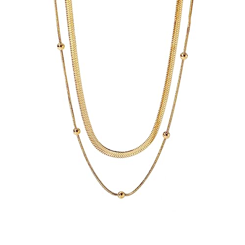 SIXDUTON Kette Layered Damen Kette Personalisierte Kette Gold Zarte Mehrreihige Halskette, Hypoallergene 18K Vergoldete Kette Modeschmuck für Frauen und Mädchen von SIXDUTON