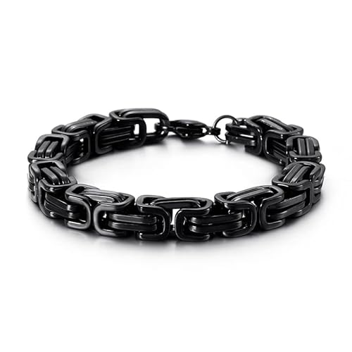 SIXDUTON Herren Armband Edelstahl Panzerkette, Manschette Armschmuck für Männer, Armkette Hip Hop Rapper Modeschmuck fur Papa Freund (8MM schwarz) von SIXDUTON