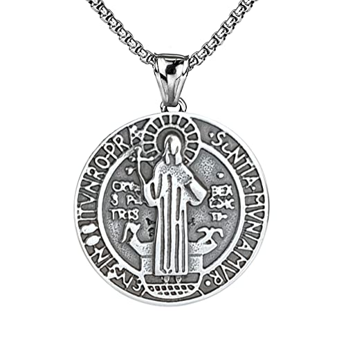 SIXDUTON Exorzist Saint Halskette Anhänger, Wikinger Amulett Schmuck für Herren Damen mit Edelstahl Kette von SIXDUTON