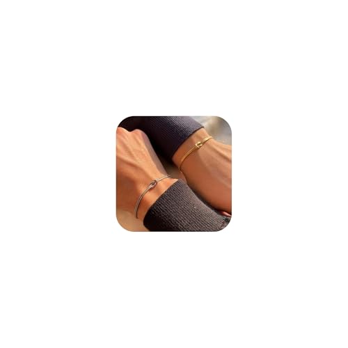 SIXDUTON Knot Armband für Paare und Freunde, 18k Vergoldet Armband Gold Verstellbare Partnerarmbänder, Herz Knoten Passende Pärchen Armbänder Set für Paaren Freundschaft Beziehung von SIXDUTON
