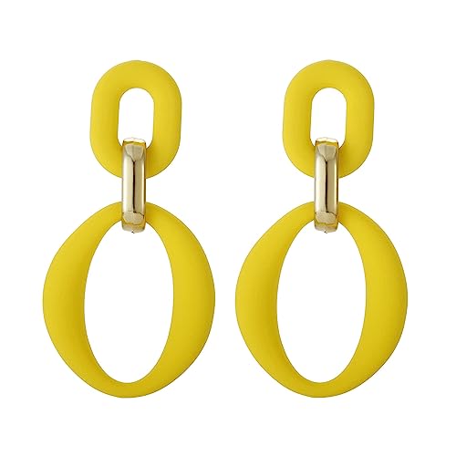 SIXDUTON Ohrringe Creole für Damen, Ovale Acryl Neon Statement Ohrringe für Frauen, Groß Hypoallergen Bunte Modeschmuck Geschenk für Kostümzubehör Karneval Mottoparty (Gelb) von SIXDUTON