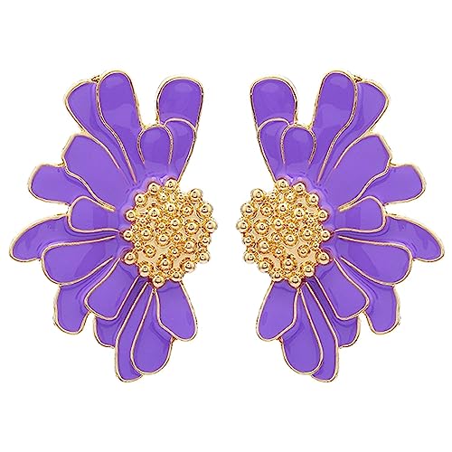 SIXDUTON Vintage Blumen Ohrringe Gänseblümchen Earrings, Hypoallergene Party Modeschmuck für Frauen und Mädchen (Lila) von SIXDUTON