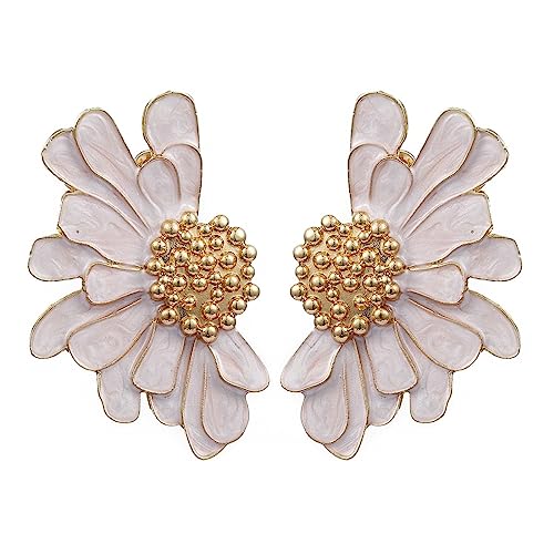 SIXDUTON Vintage Blumen Ohrringe Gänseblümchen Earrings, Hypoallergene Party Modeschmuck für Frauen und Mädchen (Weiss) von SIXDUTON