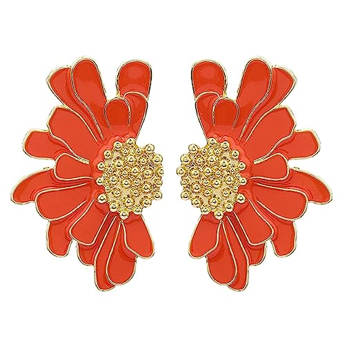 SIXDUTON Ohrringe Damen Vintage Blumen Ohrringe Gänseblümchen Earrings, Hypoallergene Ohrringe Party Modeschmuck für Frauen und Mädchen (orange) von SIXDUTON