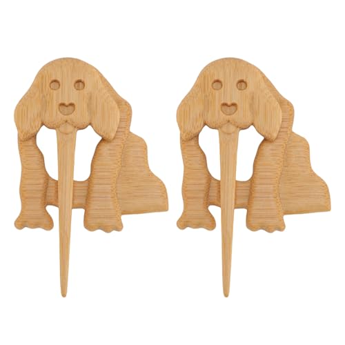 SIXRUN Rustikaler Hölzerne Brosche Pin Innovative Hundemuster Dekorative Brosche für Frauenkleid, 2pcs von SIXRUN