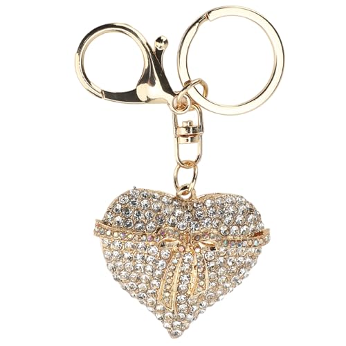 SIXRUN Sninestone Heart -Shaped Key Ring Sparkling Crystal Zink Legierung Bling Wallet Dekoration Handtasche für Frauen (White) von SIXRUN