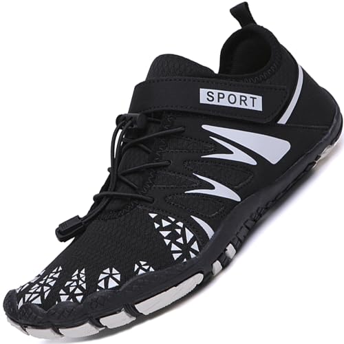 Sixspace Barfußschuhe Herren Damen Fitnessschuhe Sport Traillaufschuhe Minimalistische Barfuss Schuhe Atmungsaktive Kletterschuhe rutschfeste Badeschuhe(Schwarz,43 EU) von Sixspace