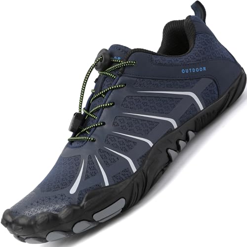 Sixspace Barfußschuhe Herren Fitnessschuhe Sport Traillaufschuhe Minimalistische Barfuss Schuhe Atmungsaktive Kletterschuhe rutschfeste Badeschuhe Wassersportschuhe(Blau,47 EU) von Sixspace