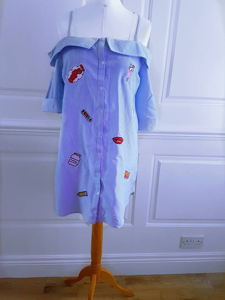 Gestreifte Applikation-Shirt-Kleid von SIXTHSENSECOLLECTION