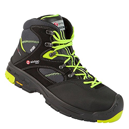 SIXTON Sicherheitsschuhe Ortisei Mid S3, Farbe:schwarz/grün, Schuhgröße:44 (UK 9.5) von SIXTON