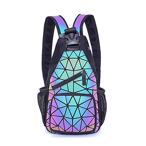 SIYUE Geometrische Taschen Reflektierend Rucksack Damen, Holographic Holo Rucksack Geldbörsen und Handtaschen Geometrischer Leuchtende Taschen NO.D von SIYUE