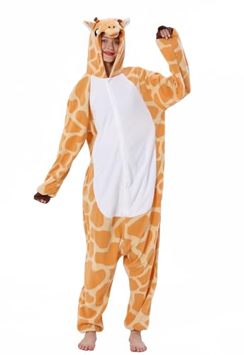 SIYUE Onesie Kostüm Giraffe Pyjama Relaxo Erwachsene Tier Relax Kostuem Damen Fasching Halloween Schlafanzug Cosplay Jumpsuit Karneval CJL-S von SIYUE