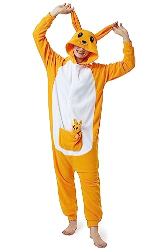 SIYUE Onesie Kostüm Känguru Pyjama Relaxo Erwachsene Tier Relax Kostuem Damen Fasching Halloween Schlafanzug Cosplay Jumpsuit Karneval Daishu-M von SIYUE