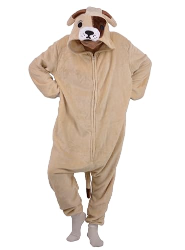 SIYUE Onesie Kostüm Relaxo Jumpsuit Bulldogge Erwachsene Pyjamas Damen Herren Kostum Tier Hund Schlafanzug Weihnachten Karneval Halloween PJ-DouNQ M von SIYUE