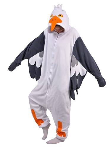 SIYUE Onesie Kostüm Relaxo Jumpsuit Möwe Erwachsene Pyjamas Damen Herren Kostum Tier Seagull Schlafanzug Weihnachten Karneval Halloween PJ-HaiOu M von SIYUE