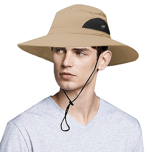 SIYWINA Sonnenhut Herren UV Schutz Safari Hut Sommer Outdoor Fischerhut Buschhut Khaki von SIYWINA