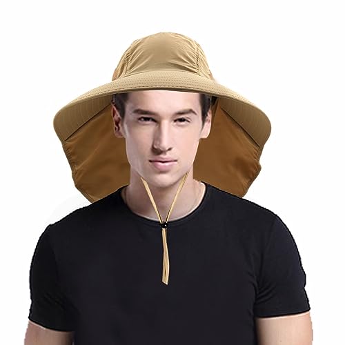 SIYWINA Sonnenhut Herren UV Schutz Safari Hut Sommer Outdoor Fischerhut Buschhut Khaki von SIYWINA