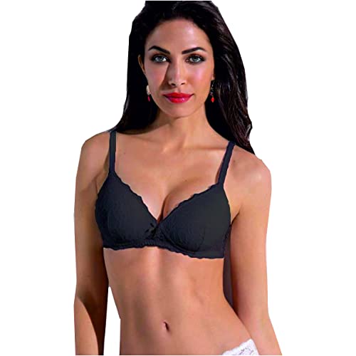 SIELEI 1 Stück Damen-BH 2676 ohne Bügel Push Up aus Spitze - Cup B, Schwarz , 65B von SIeLEI