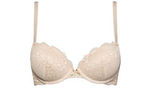 SÌèLEI, BH mit abgestuften Körbchen und Bügeln für einen Push-up-Effekt, aus weicher Spitze, verstellbare Träger, Designed in Italy, Farbe Weiß, Größe 2B von SÌèLEI