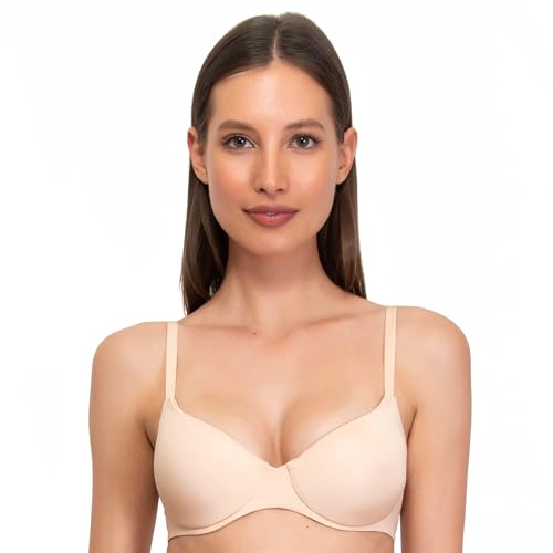 SÌèLEI, Bügel-BH mit gepolsterten Körbchen, hergestellt aus weicher Mikrofaser, mit unsichtbaren Abschlüssen, unsichtbarem Bügel, in Italien entworfen, Farbe Puder, Größe 4B von SÌèLEI