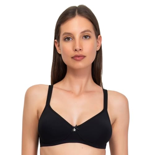 SÌèLEI, Halb Gepolsterter BH ohne Bügel, Hergestellt aus Bio-Baumwolle, 100% Natürlich, Designed in Italy, Farbe Schwarz, Größe 3C von SÌèLEI