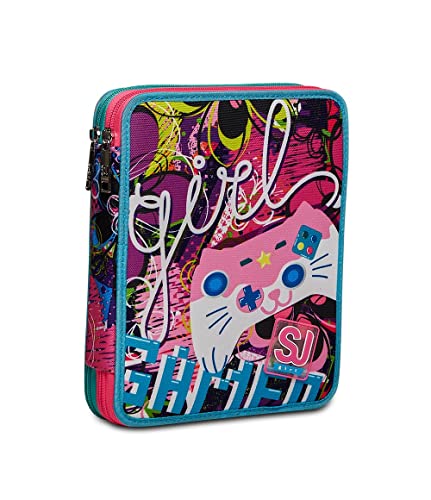 SJ GANG STYLE JAM GANG Federmäppchen 64-teilig, gefülltes Mäppchen für Schreibwaren, Etui mit Stiften, Kugelschreiber mit 3 Fächern, Mädchen und Junge, Schule - Grundschule, XXL, Mehrfarbig von SJ GANG STYLE JAM GANG