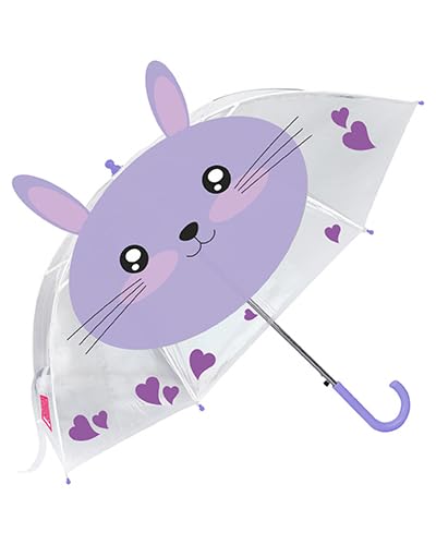 SJ GANG STYLE JAM GANG - Regenschirm Kinderschirm für Mädchen und Jungen - Violett - Hasenmuster - Reisen und Freizeit,Tropfschutz, Ultraleicht, violett von SJ GANG STYLE JAM GANG